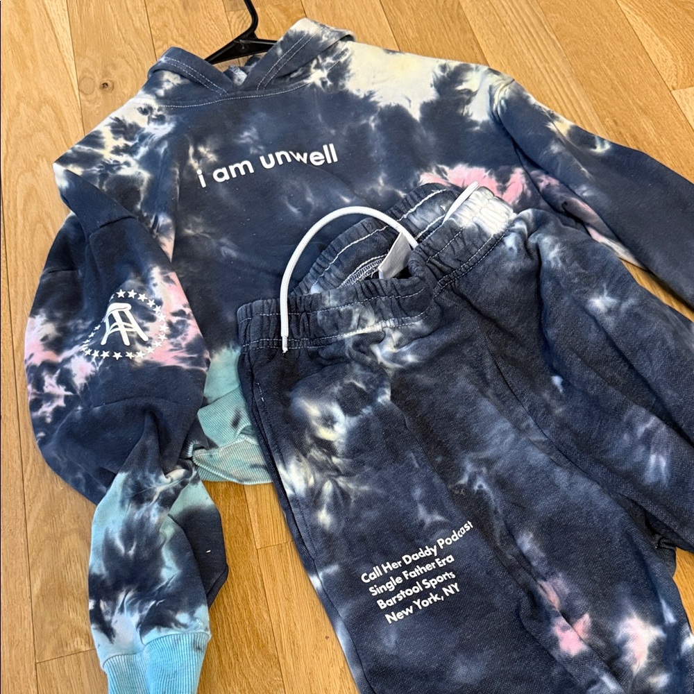 Call Her Daddy x Barstool Tie-Dye Cropped Sweatshirt and Joggers Set